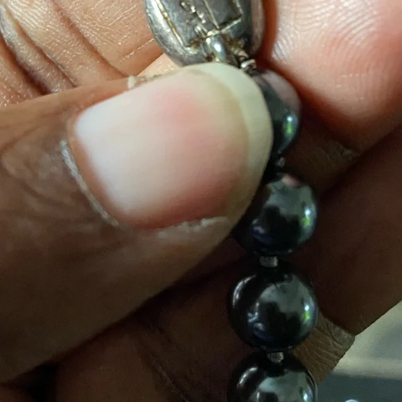 Elegant Talbert Black Pearl Necklace and Bracelet Set with Carolee earrings - Picture 5 of 6